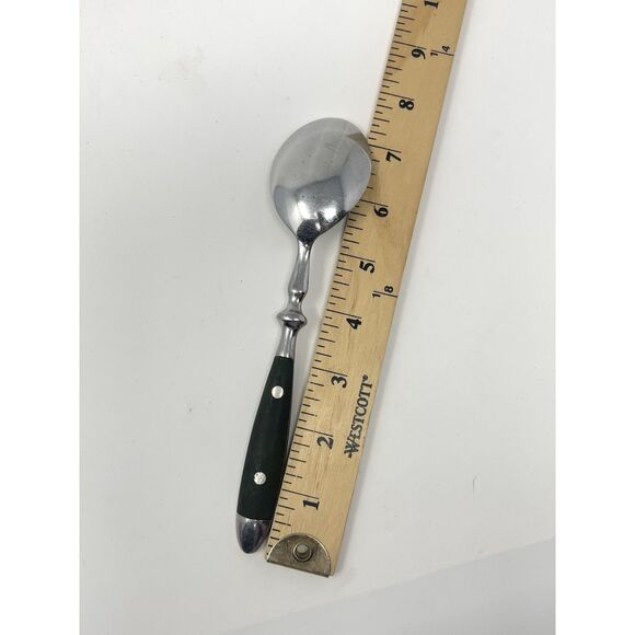 Hampton Silversmiths BISTRO GREEN Stainless 2 RIVETS 2 Table Spoons 3 Knives - Picture 3 of 8